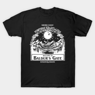 Welcome to Baldur's gate Black and White V2 T-Shirt